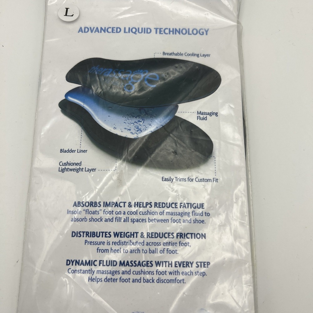 THERASSAGE UNISEX FLUID FILLED INSOLES Size Lg - Picture 2 of 8